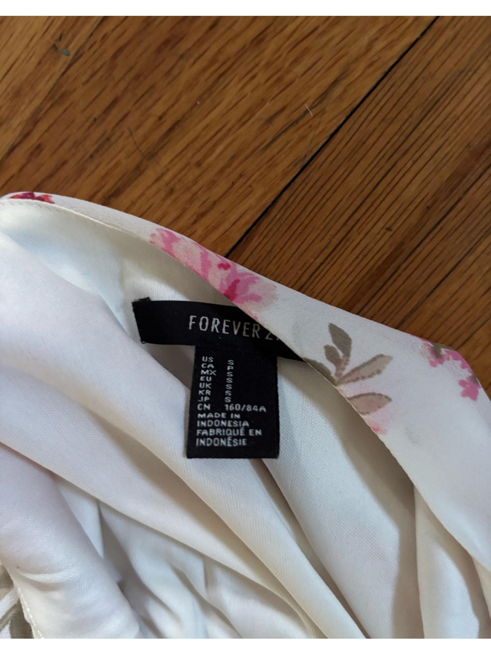 Forever 21 White Floral Top with Pink Accents